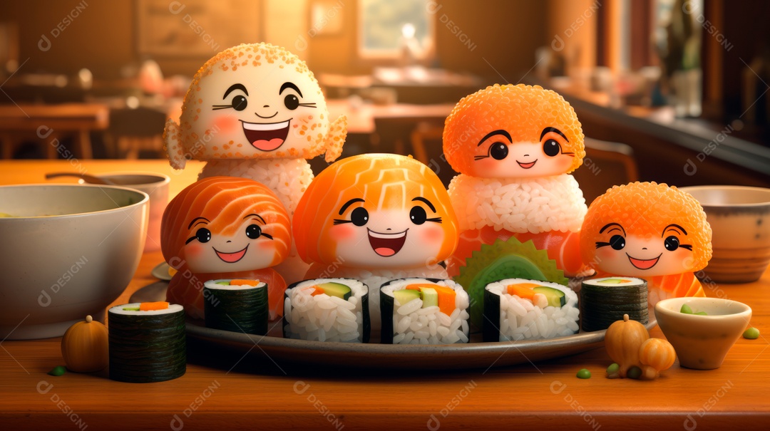 Dia Internacional do Sushi, 1 de novembro IA generativa 3D.