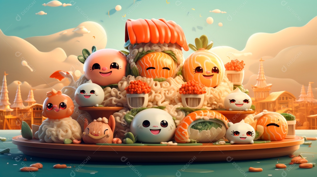 Dia Internacional do Sushi, 1 de novembro IA generativa 3D.