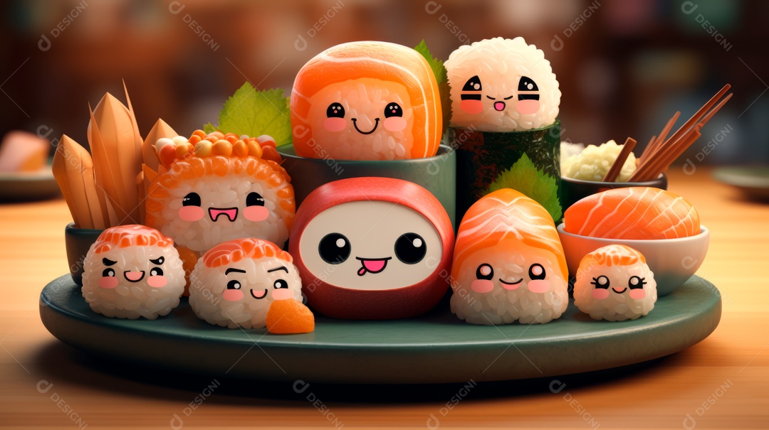 Dia Internacional do Sushi, 1 de novembro IA generativa 3D.