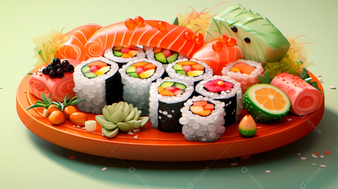 Dia Internacional do Sushi, 1 de novembro IA generativa 3D.