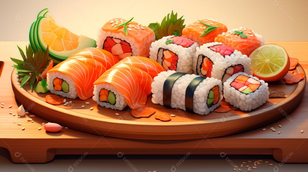 Dia Internacional do Sushi, 1 de novembro IA generativa 3D.