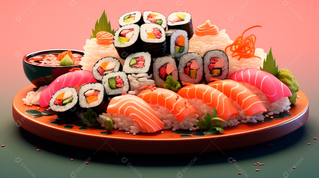 Dia Internacional do Sushi, 1 de novembro IA generativa 3D.