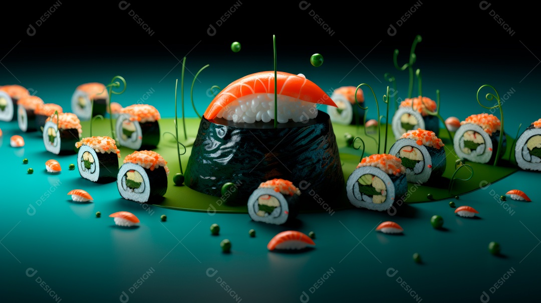 Dia Internacional do Sushi, 1 de novembro IA generativa 3D.