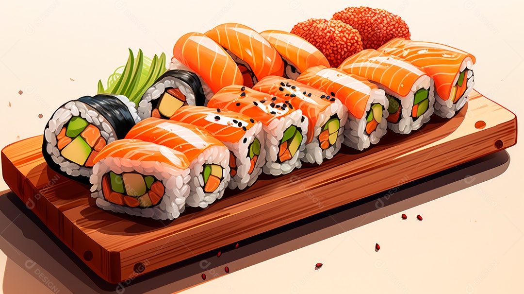 Dia Internacional do Sushi, 1 de novembro IA generativa 3D.