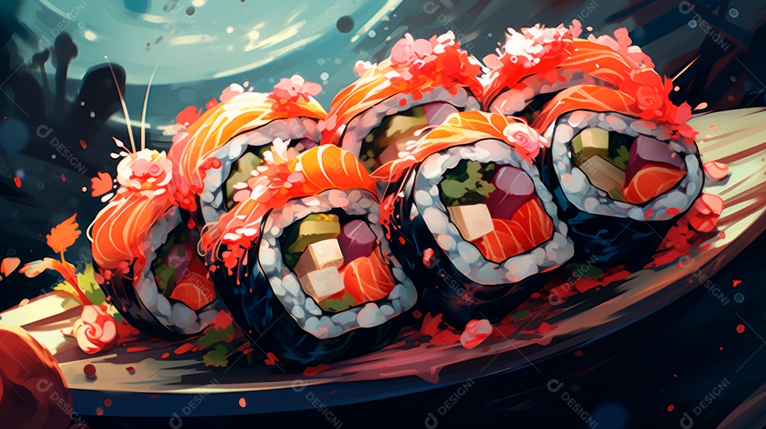 Dia Internacional do Sushi, 1 de novembro IA generativa 3D.