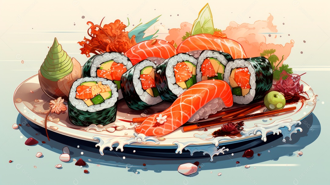 Dia Internacional do Sushi, 1 de novembro IA generativa 3D.