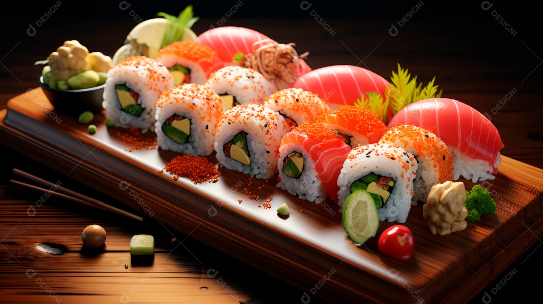 Dia Internacional do Sushi, 1 de novembro IA generativa 3D.