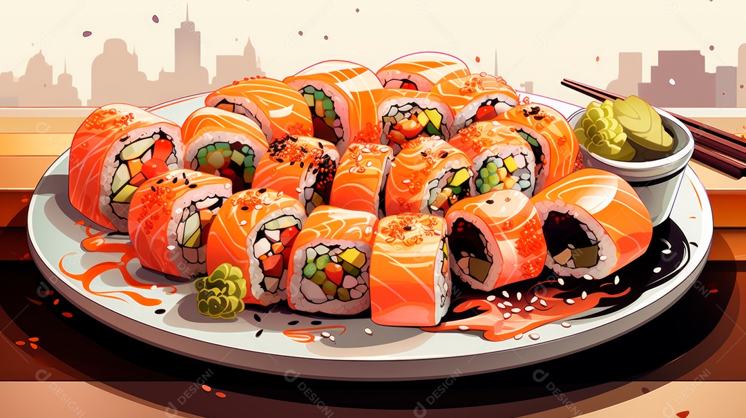 Dia Internacional do Sushi, 1 de novembro IA generativa 3D.