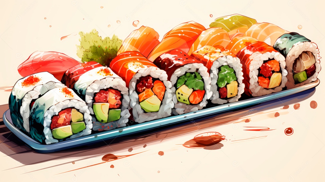 Dia Internacional do Sushi, 1 de novembro IA generativa 3D.