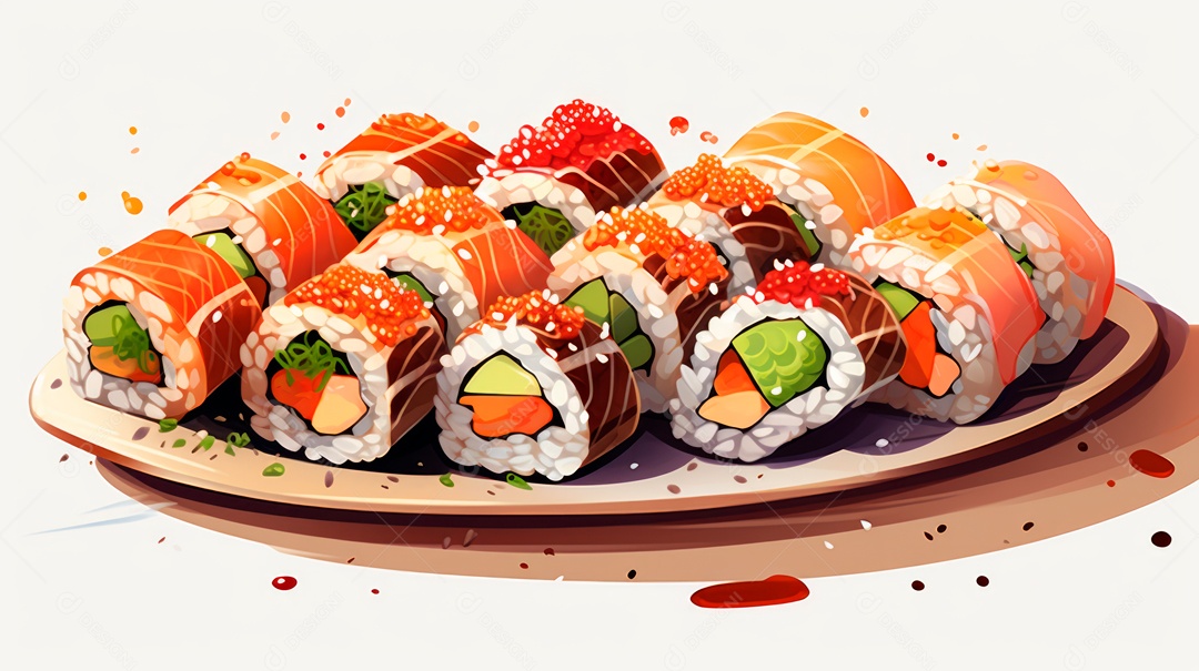 Dia Internacional do Sushi, 1 de novembro IA generativa 3D.