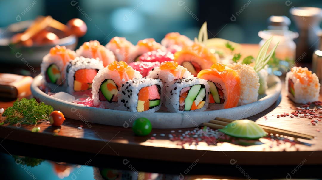 Dia Internacional do Sushi, 1 de novembro IA generativa 3D.