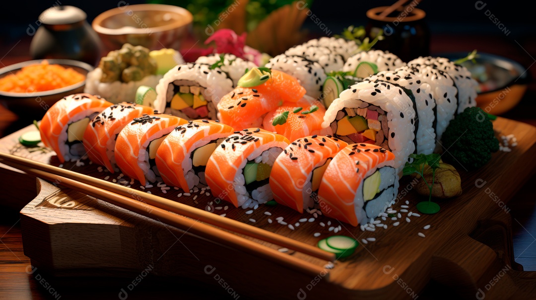 Dia Internacional do Sushi, 1 de novembro IA generativa 3D.
