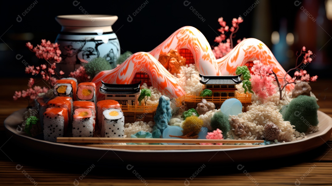 Dia Internacional do Sushi, 1 de novembro IA generativa 3D.