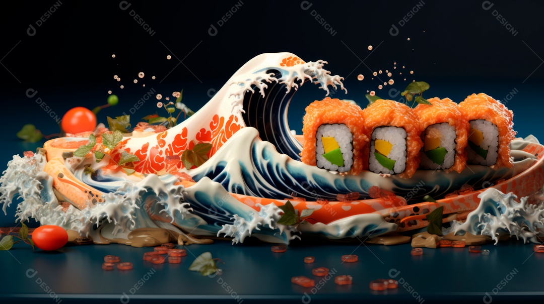 Dia Internacional do Sushi, 1 de novembro IA generativa 3D.