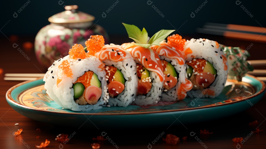 Dia Internacional do Sushi, 1 de novembro IA generativa 3D.