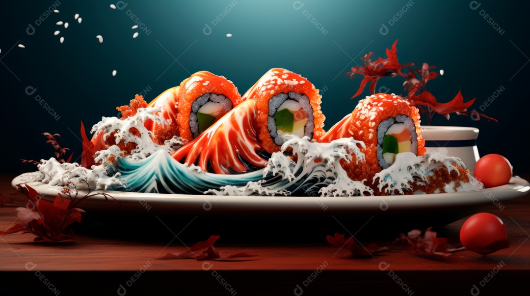 Dia Internacional do Sushi, 1 de novembro IA generativa 3D.