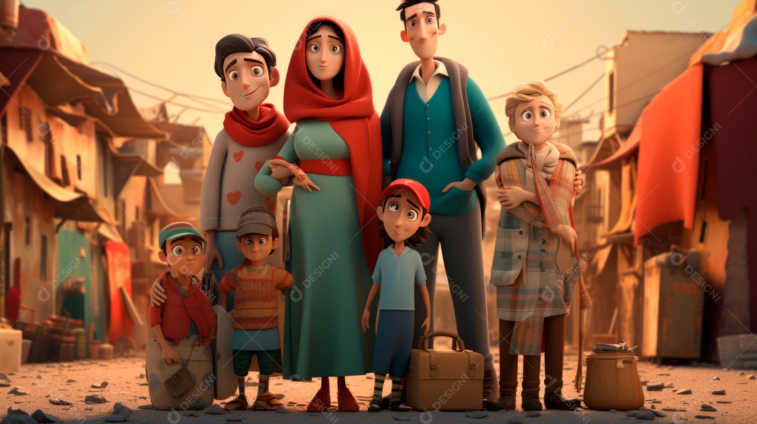 Dia Mundial do Refugiado, 20 de junho Desenho 3D Generative AI.