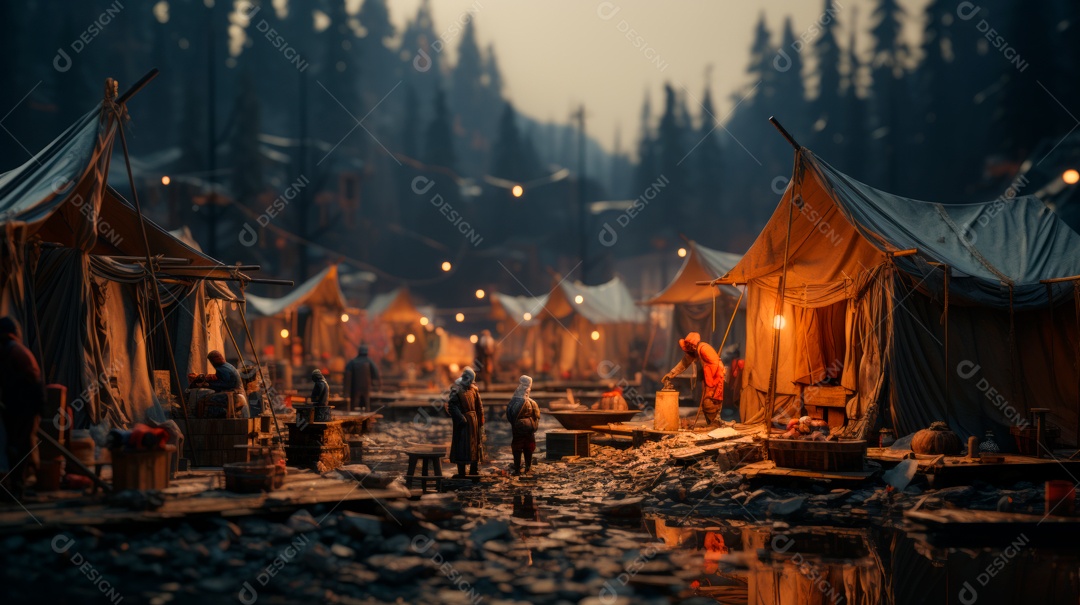 Dia Mundial do Refugiado, 20 de junho Desenho 3D Generative AI.