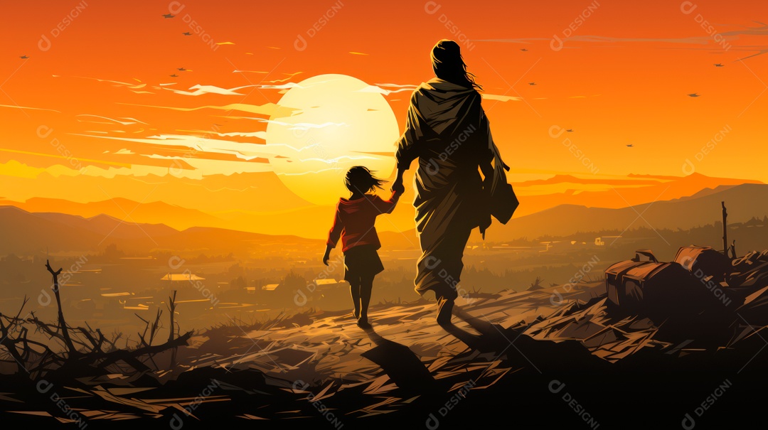 Dia Mundial do Refugiado, 20 de junho Desenho 3D Generative AI.