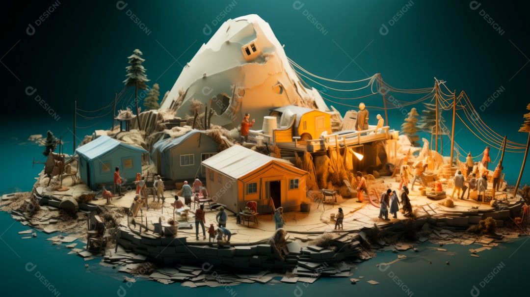 Dia Mundial do Refugiado, 20 de junho Desenho 3D Generative AI.