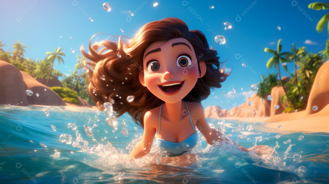 Verão, a estação mais quente 21 de junho Desenho 3D Generative AI.