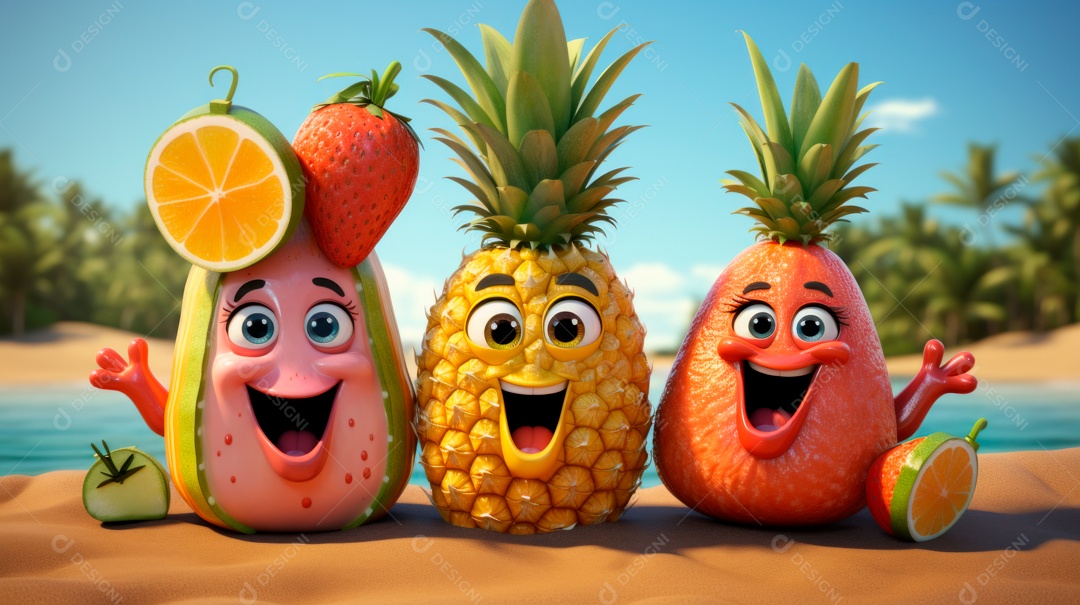 Verão, a estação mais quente 21 de junho Desenho 3D Generative AI.