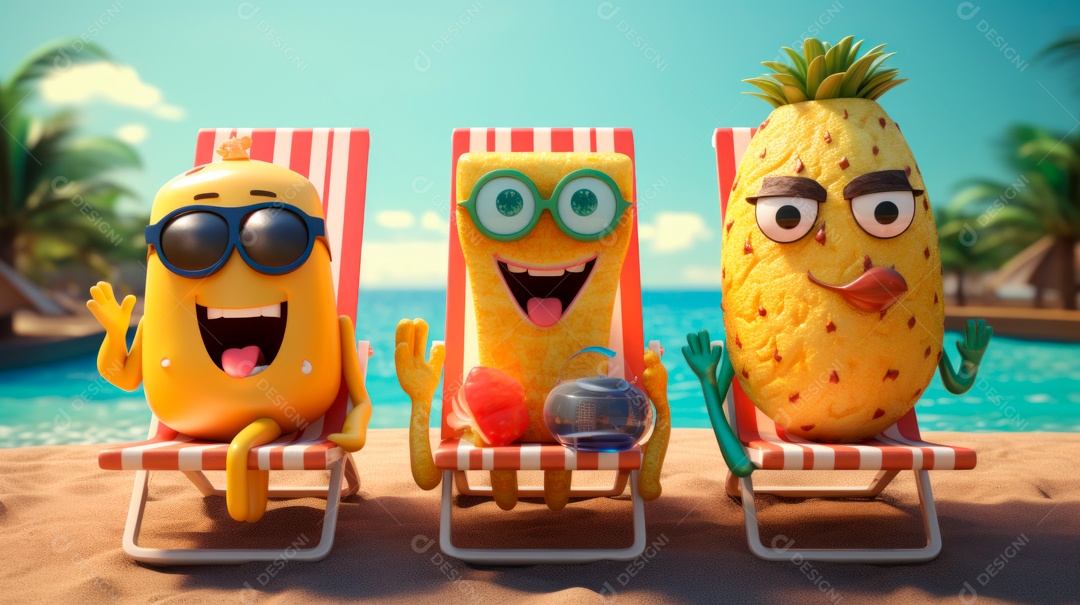 Verão, a estação mais quente 21 de junho Desenho 3D Generative AI.