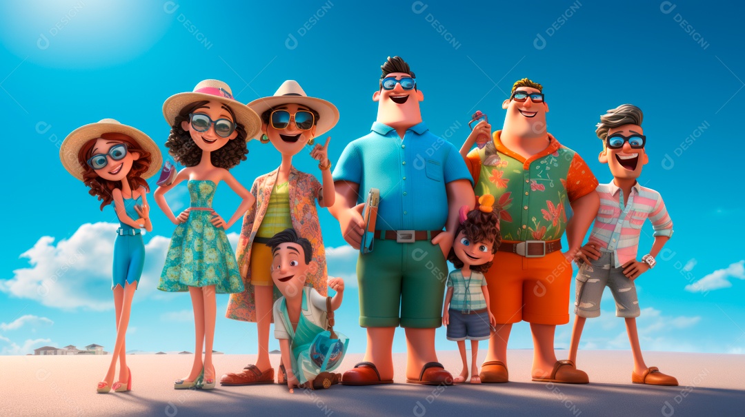 Verão, a estação mais quente 21 de junho Desenho 3D Generative AI.