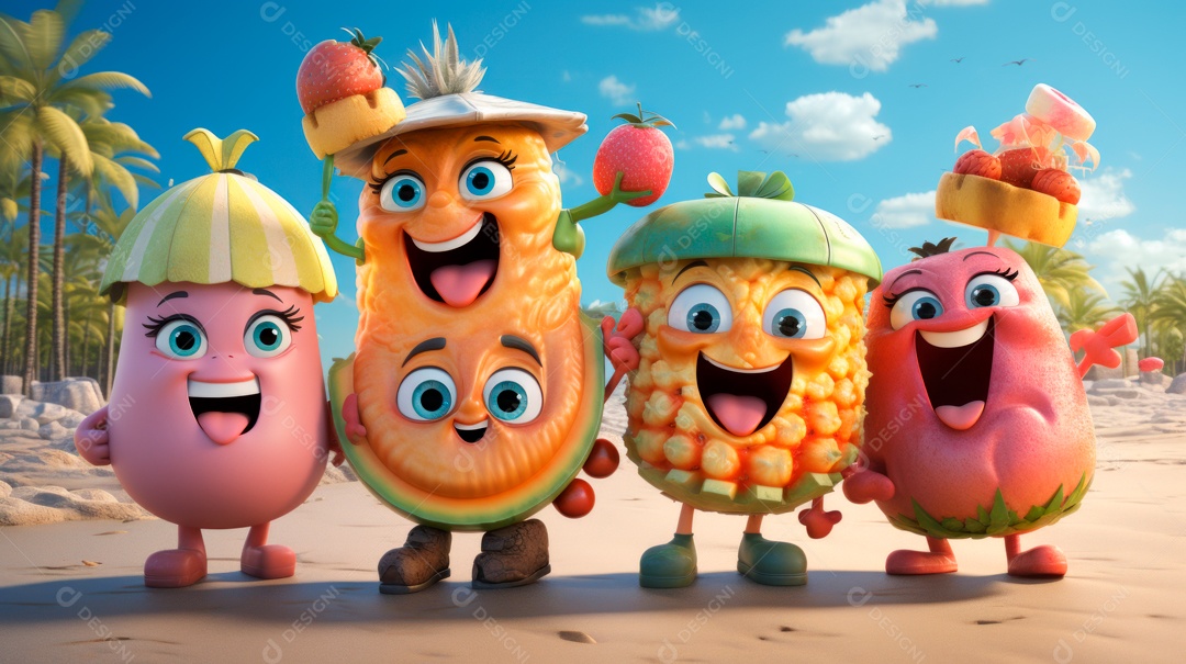 Verão, a estação mais quente 21 de junho Desenho 3D Generative AI.