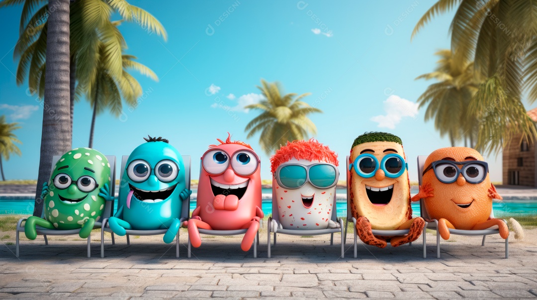 Verão, a estação mais quente 21 de junho Desenho 3D Generative AI.