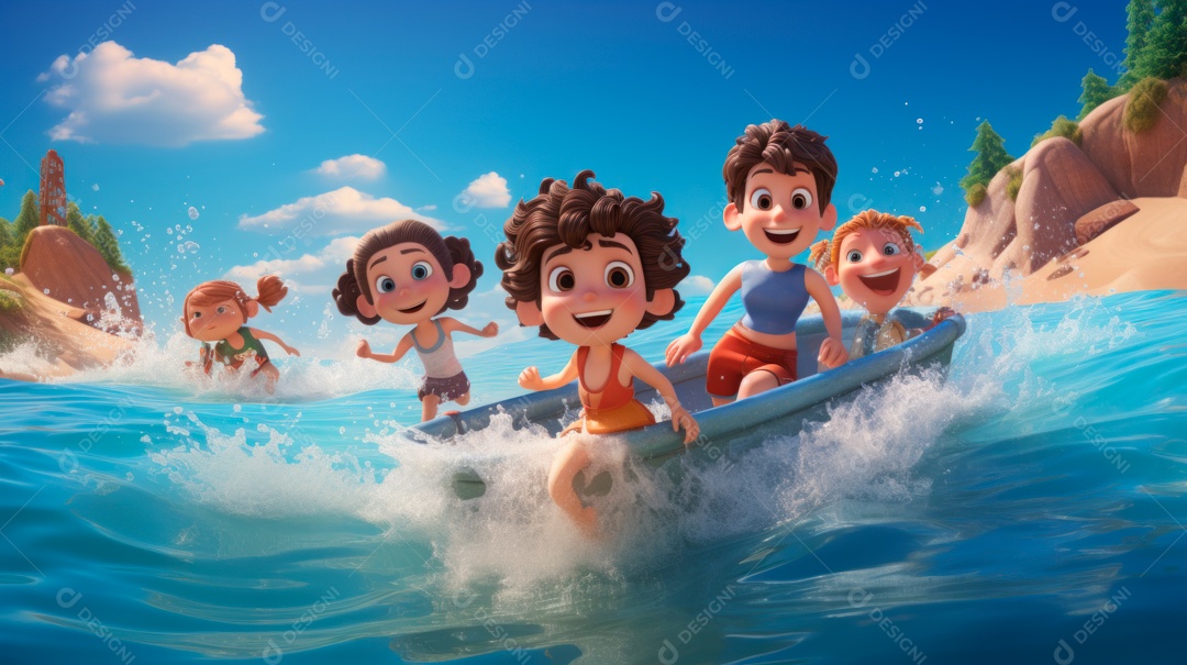 Verão, a estação mais quente 21 de junho Desenho 3D Generative AI.