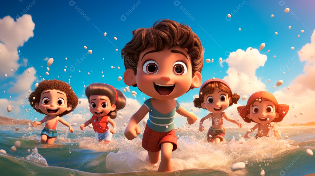 Verão, a estação mais quente 21 de junho Desenho 3D Generative AI.