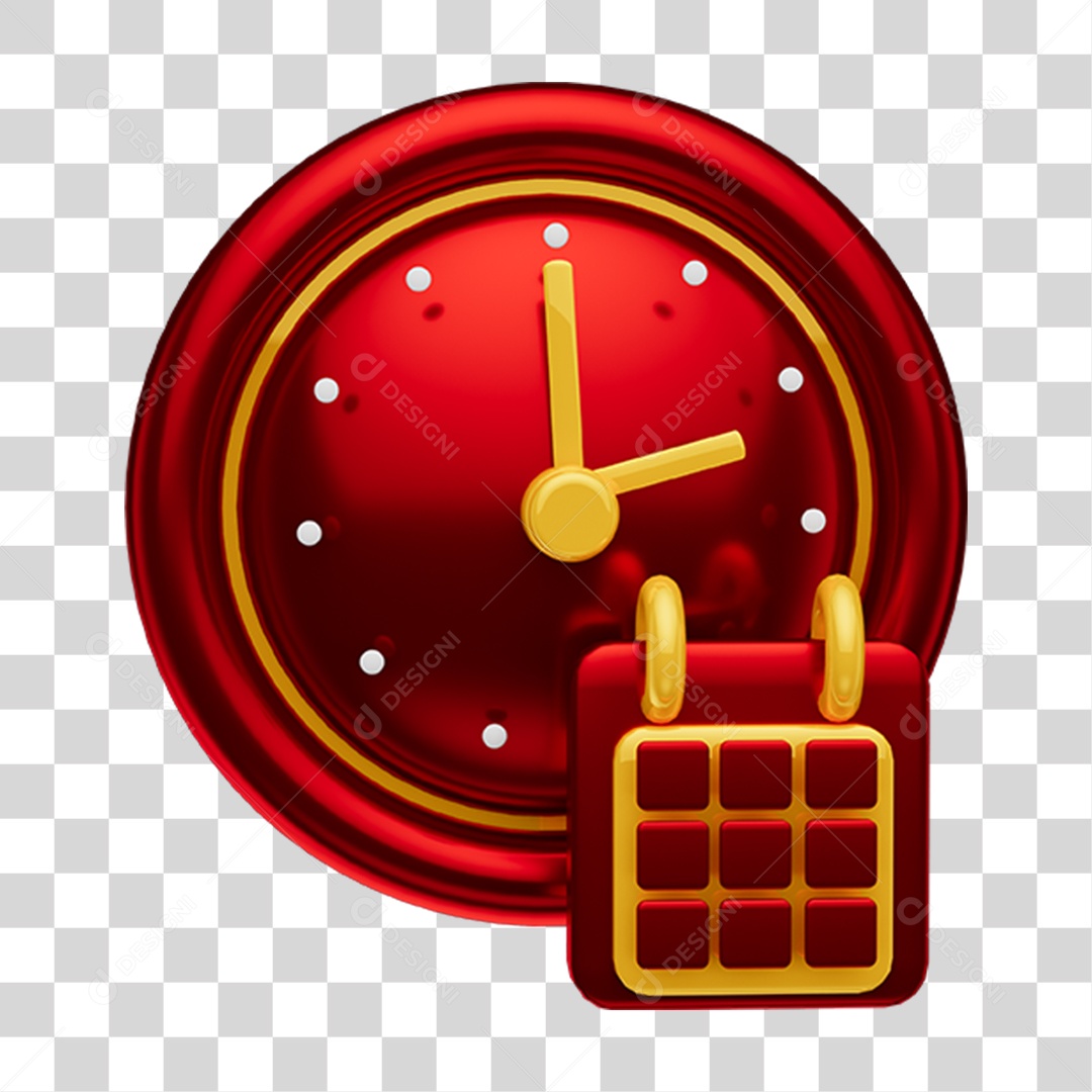 Elementos 3D Para Composição Relógio e Calendário PNG Transparente