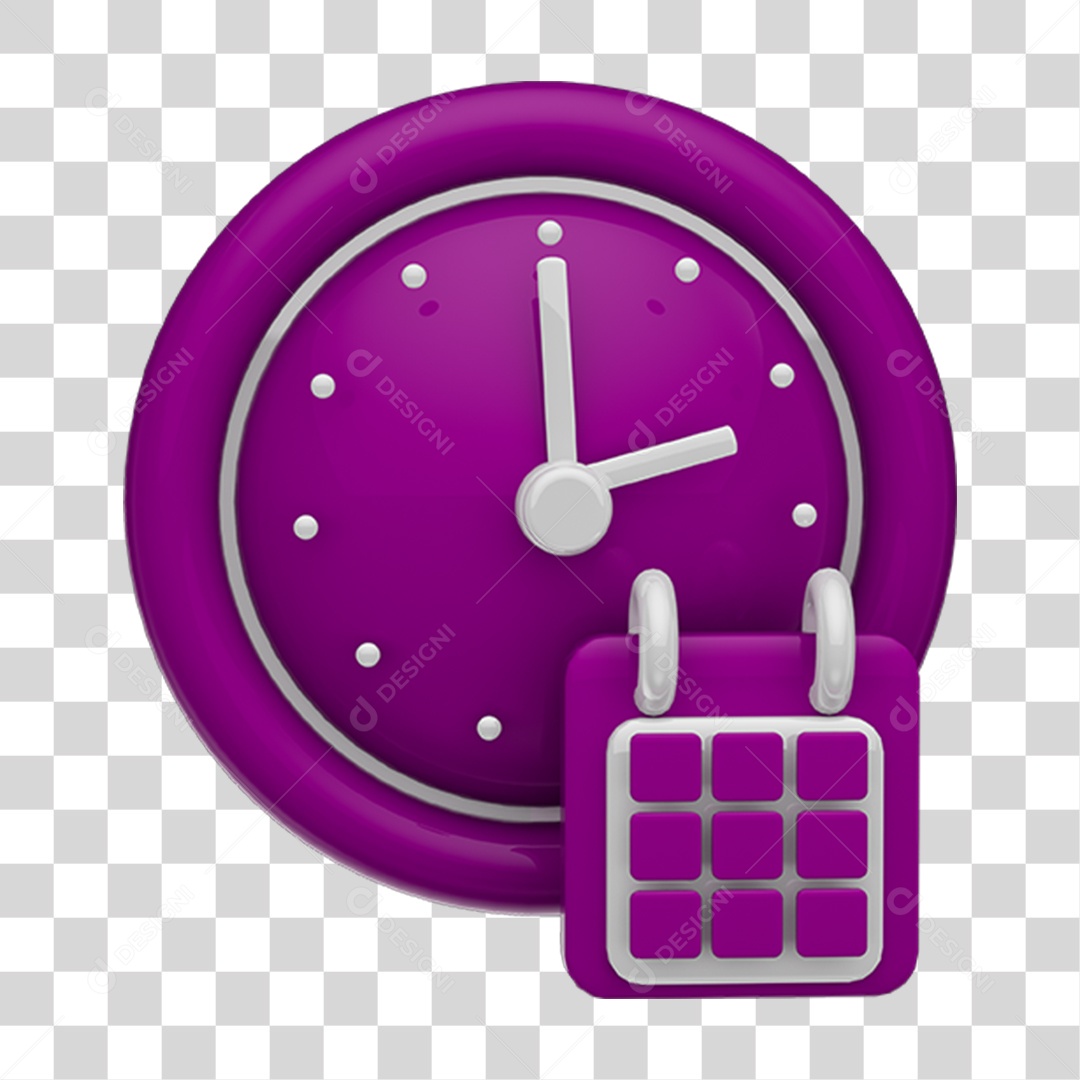 Elementos 3D Para Composição Relógio e Calendário PNG Transparente