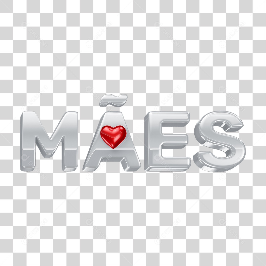 Texto 3D Mães PNG Transparente