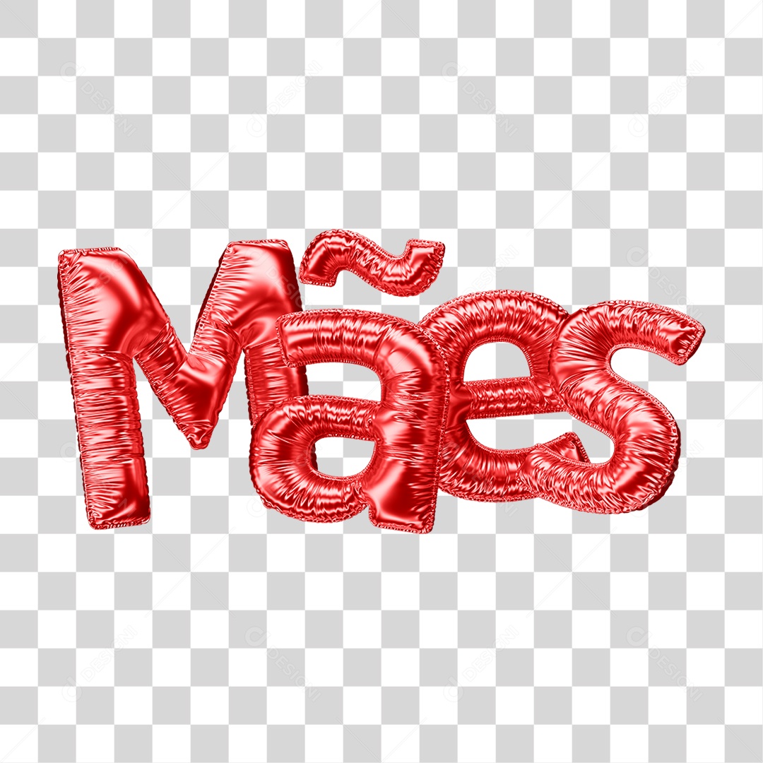 Texto 3D Mães Balões PNG Transparente