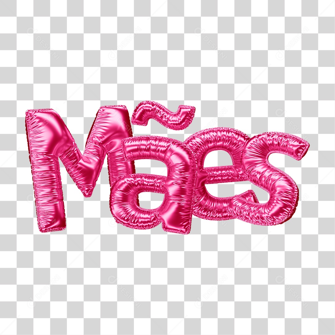 Texto 3D Mães Balões PNG Transparente
