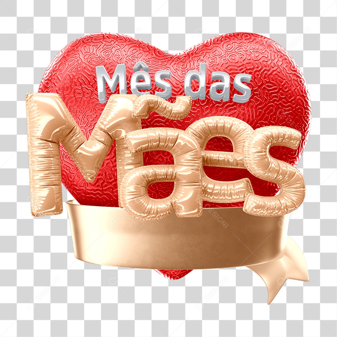 Selo 3D Mês das Mães PNG Transparente