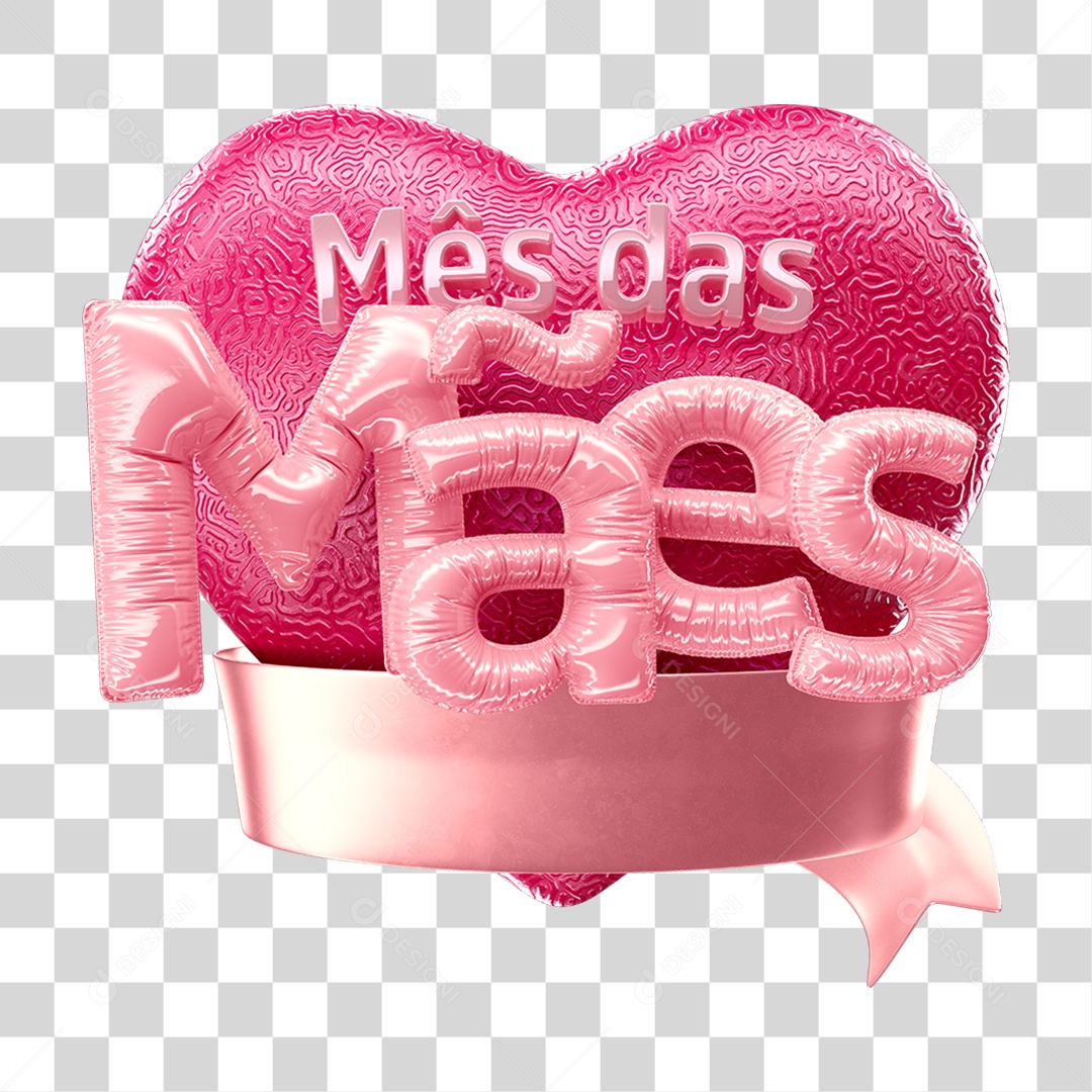 Selo 3D Mês das Mães PNG Transparente