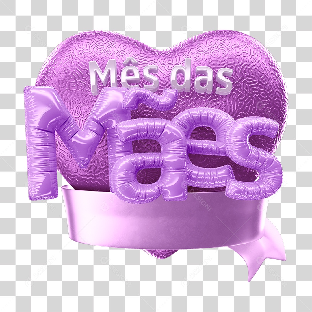 Selo 3D Mês das Mães PNG Transparente