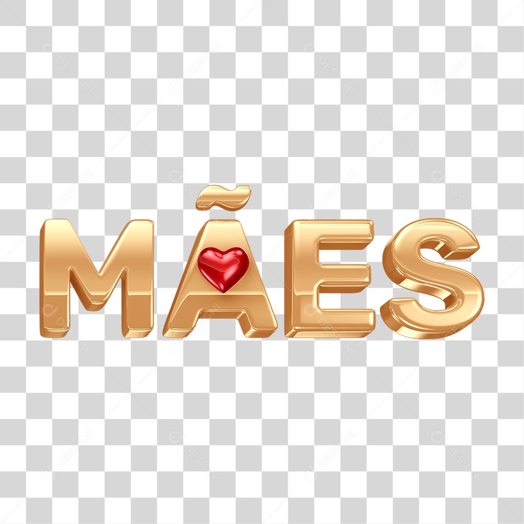 Texto 3D Mães PNG Transparente