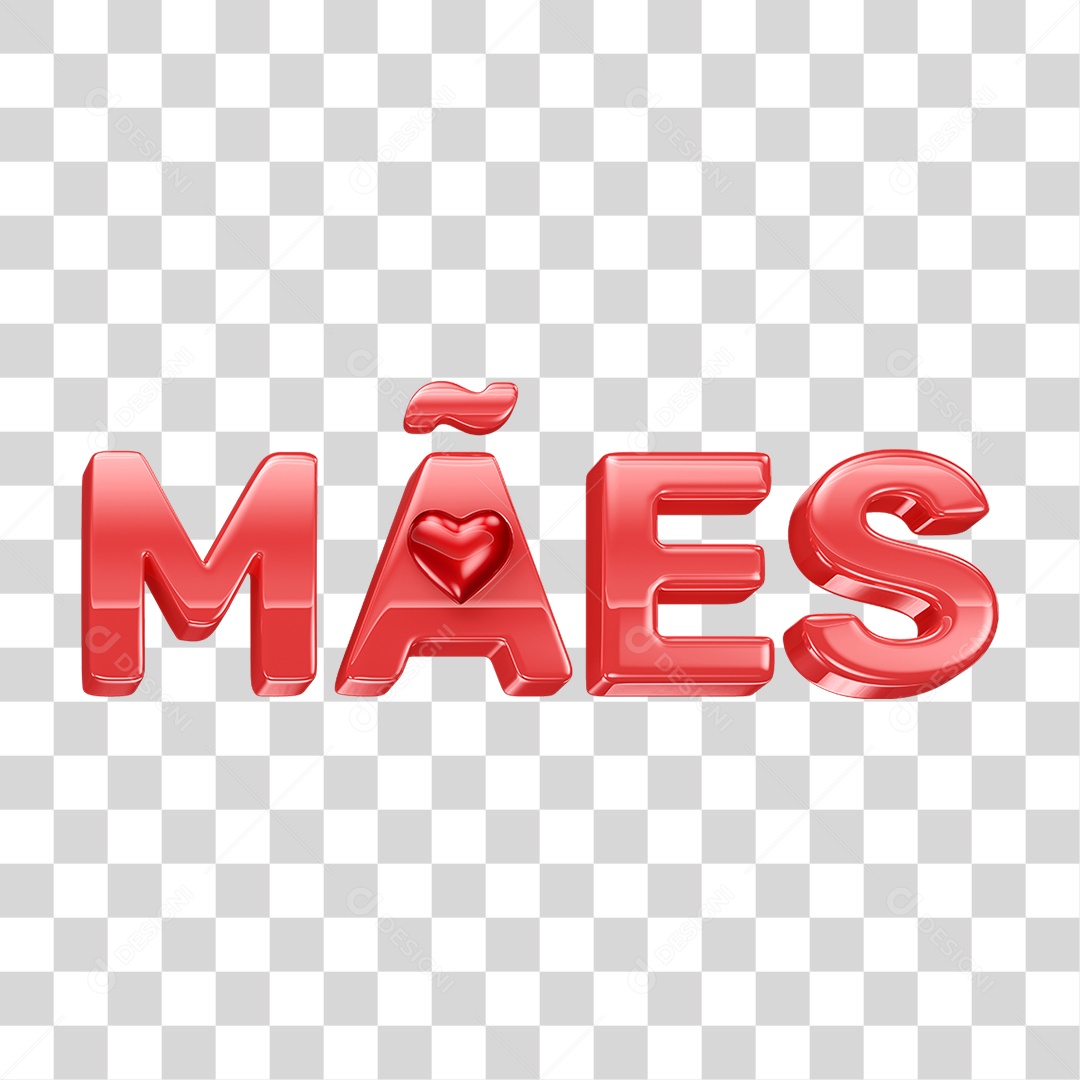 Texto 3D Mães PNG Transparente