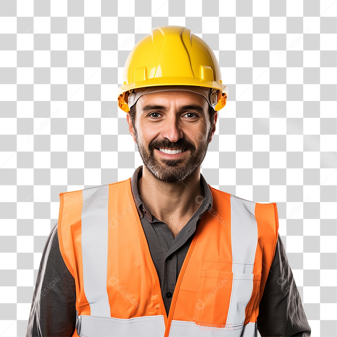 Homem com Capacete de Proteção e Uniforme Engenheiro Epis PNG Transparente