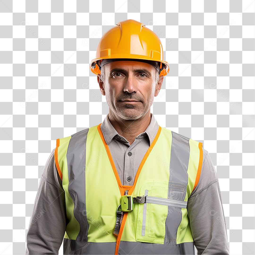 Homem com Capacete de Proteção e Uniforme Engenheiro Epis PNG Transparente