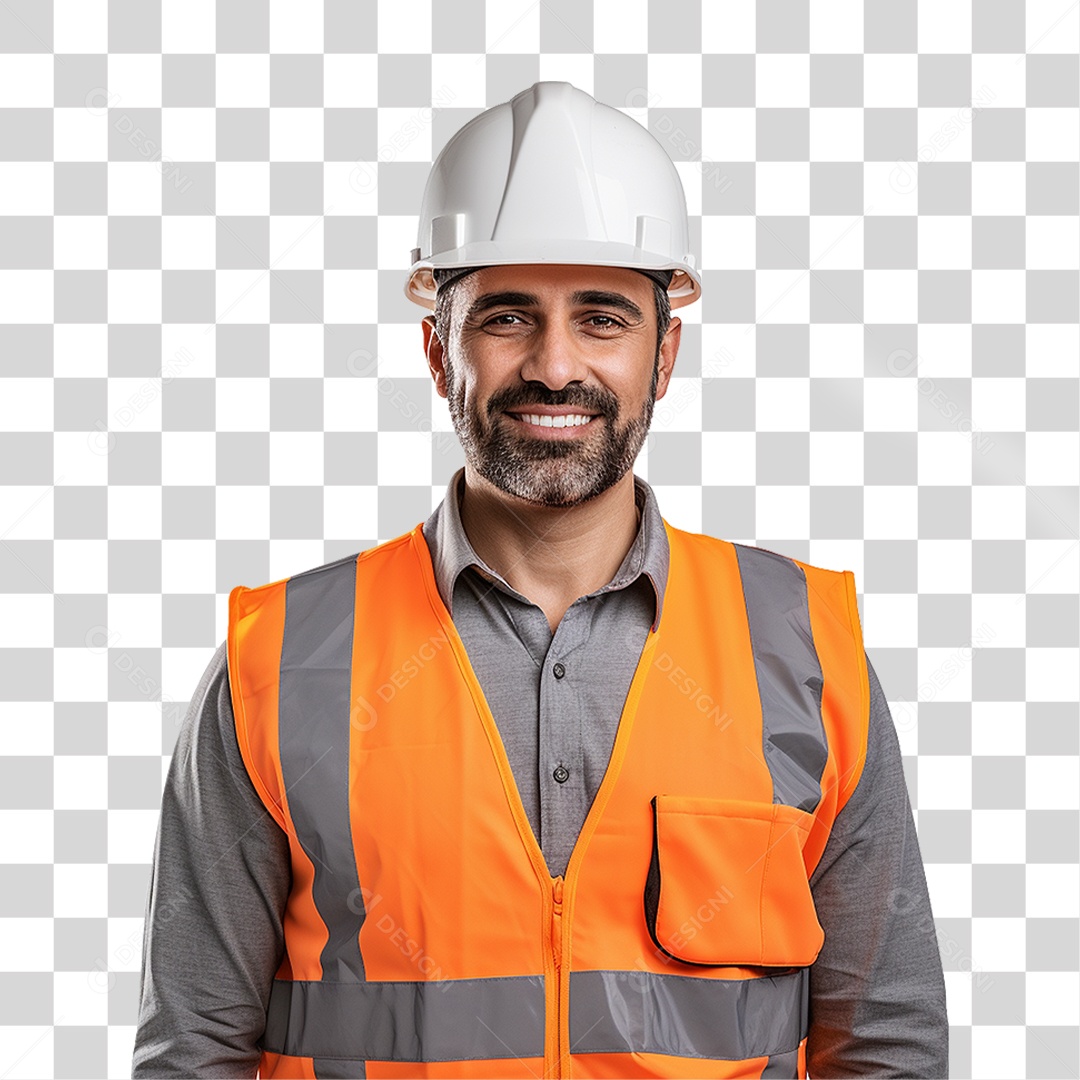 Homem com Capacete de Proteção e Uniforme Engenheiro Epis PNG Transparente