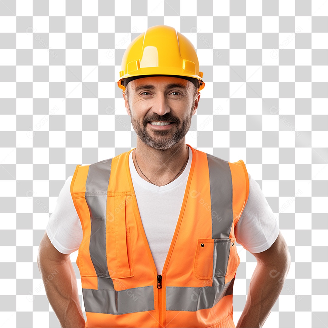 Homem com Capacete de Proteção e Uniforme Engenheiro Epis PNG Transparente