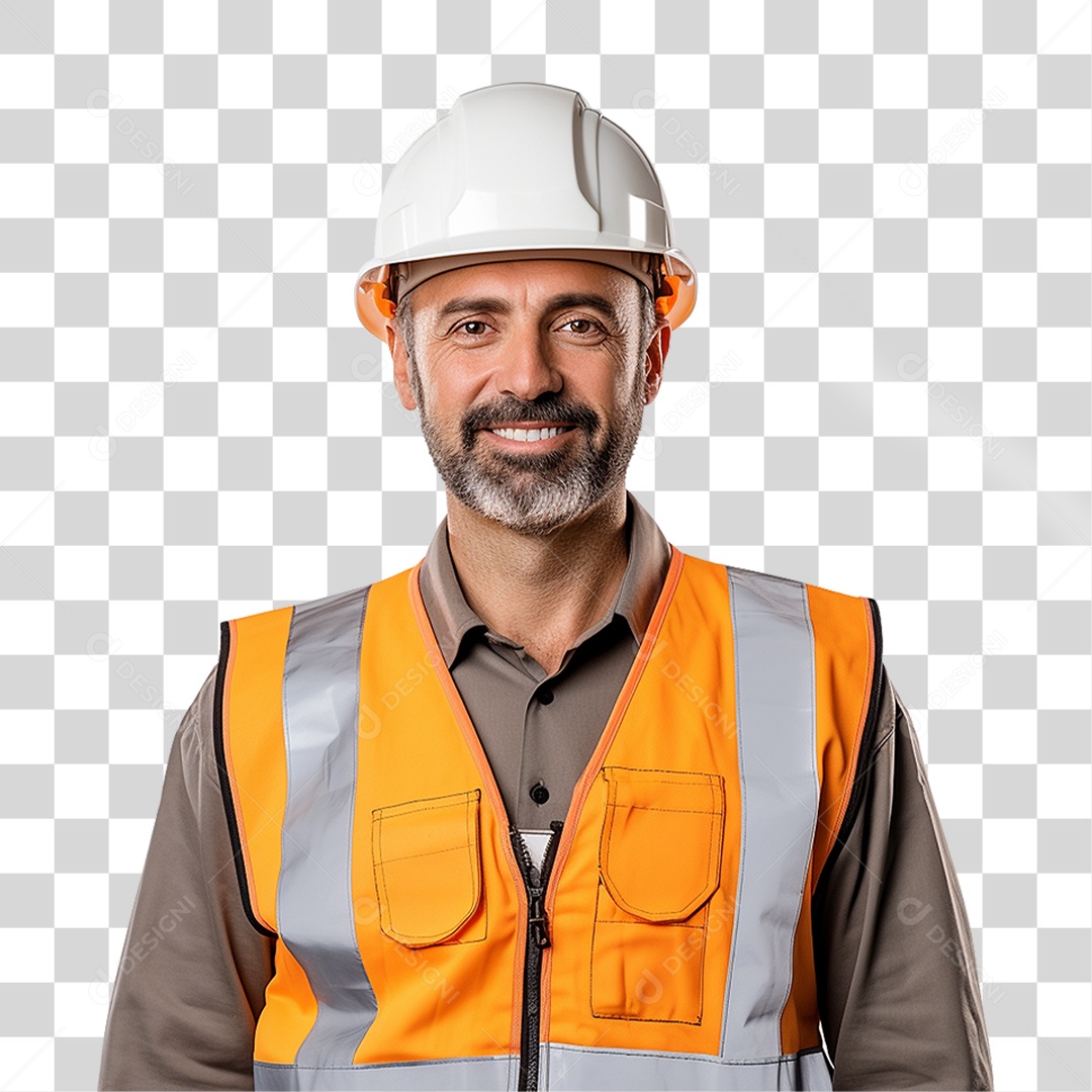 Homem com Capacete de Proteção e Uniforme Engenheiro Epis PNG Transparente