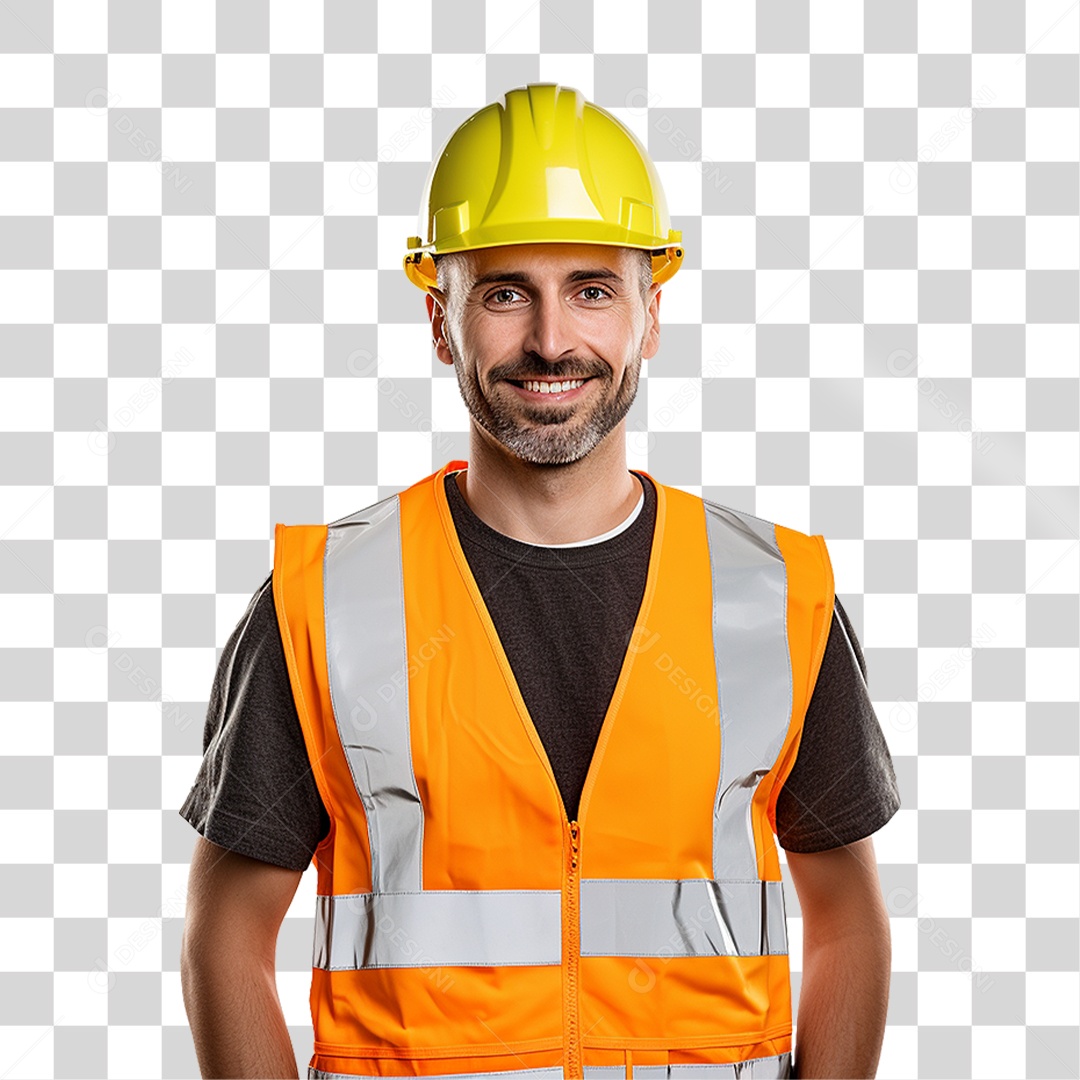 Homem com Capacete de Proteção e Uniforme Engenheiro Epis PNG Transparente