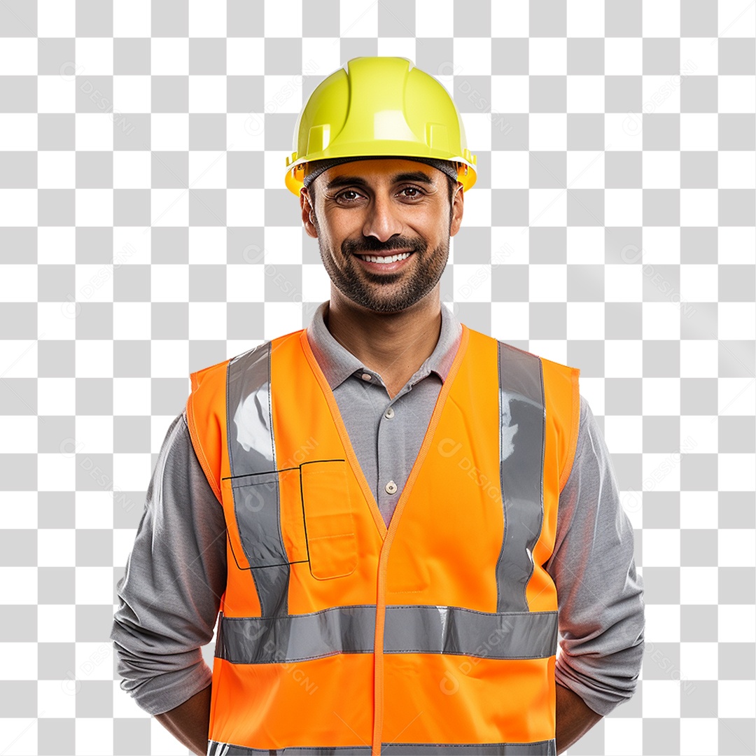 Homem com Capacete de Proteção e Uniforme Engenheiro Epis PNG Transparente