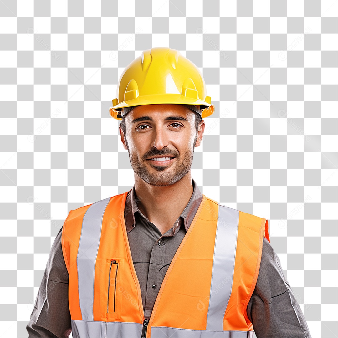 Homem com Capacete de Proteção e Uniforme Engenheiro Epis PNG Transparente
